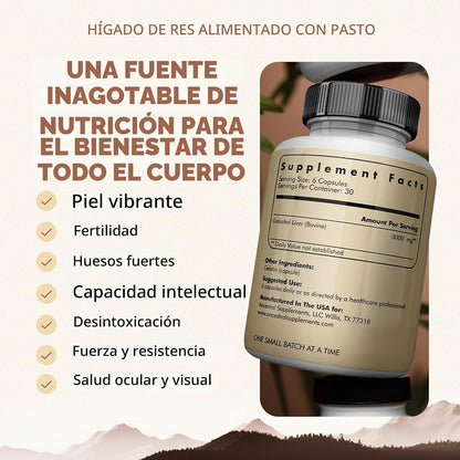 Suplemento de Hígado de Res 100% Alimentado con Pasto – Nutrición Ancestral y Energía Vital (Liofilizado)