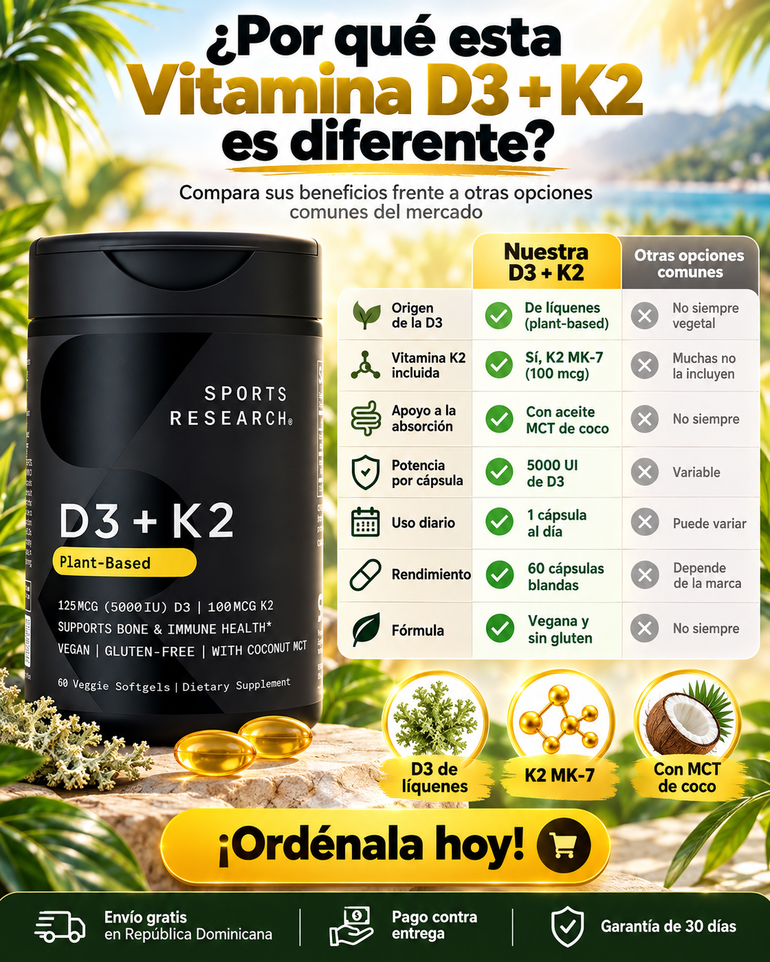 Sports Research® Vitamina D3 + K2