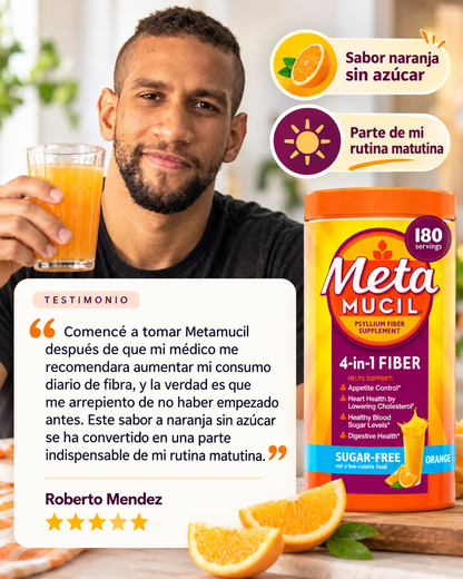 Metamucil 4-en-1 fibra de psyllium sin azúcar