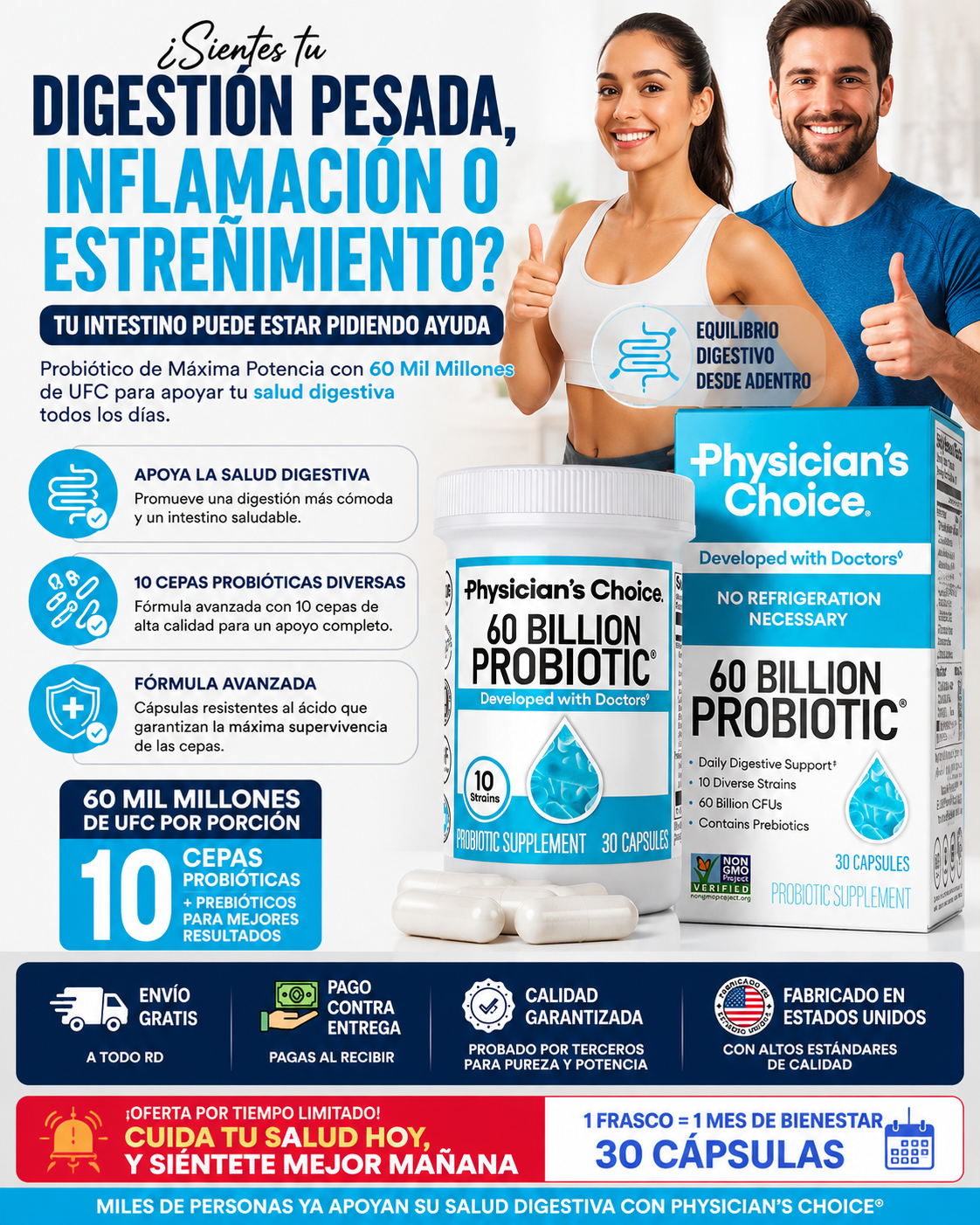 Physician's Choice Probióticos 60 mil millones de UFC